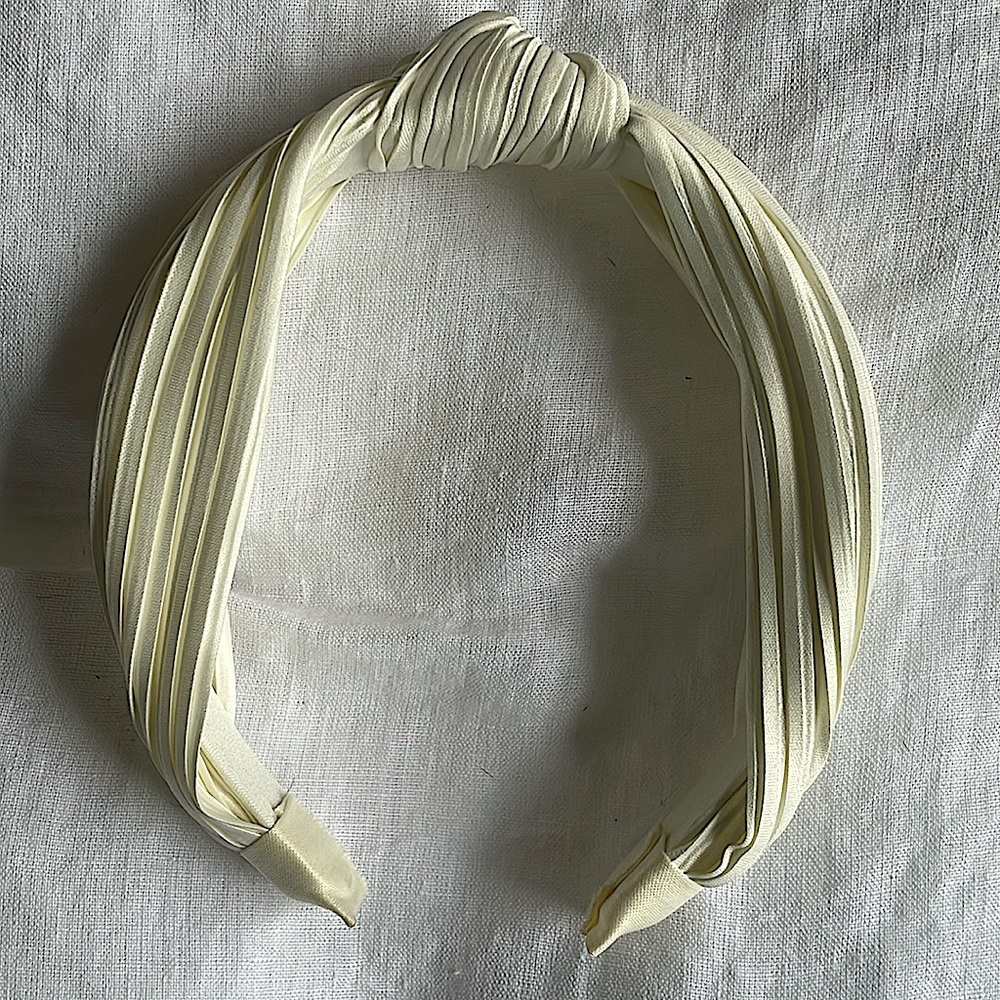 Anthropologie Ivory Cream Satin Turban Headband Hair Accessory